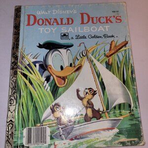 Vintage Little Golden Books Walt Disney's Donald Duck's Toy Sailboat Illustrated